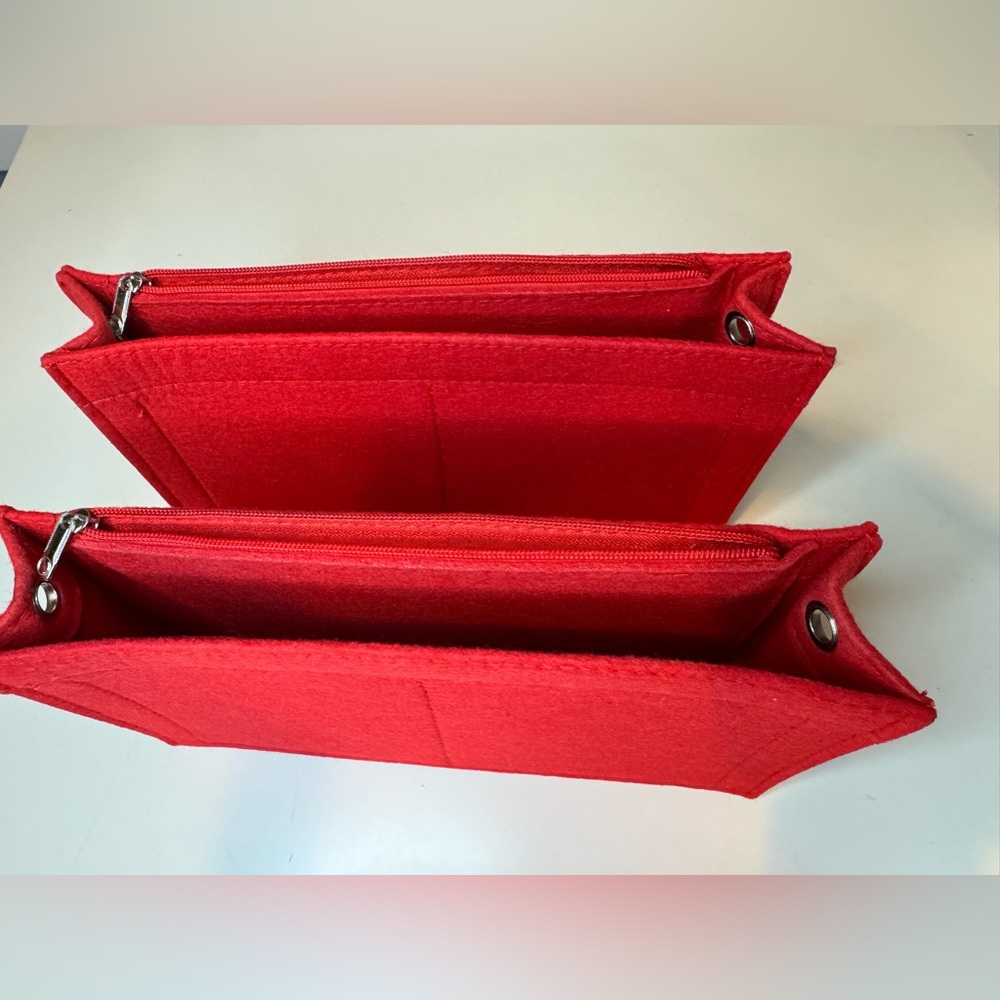 Bag Organizer Felt With Zipper Red